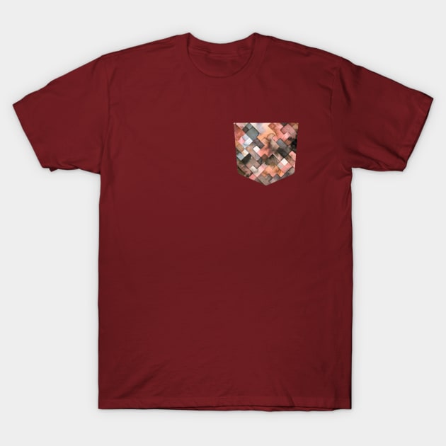 Pocket- geometric squares brown T-Shirt by ninoladesign